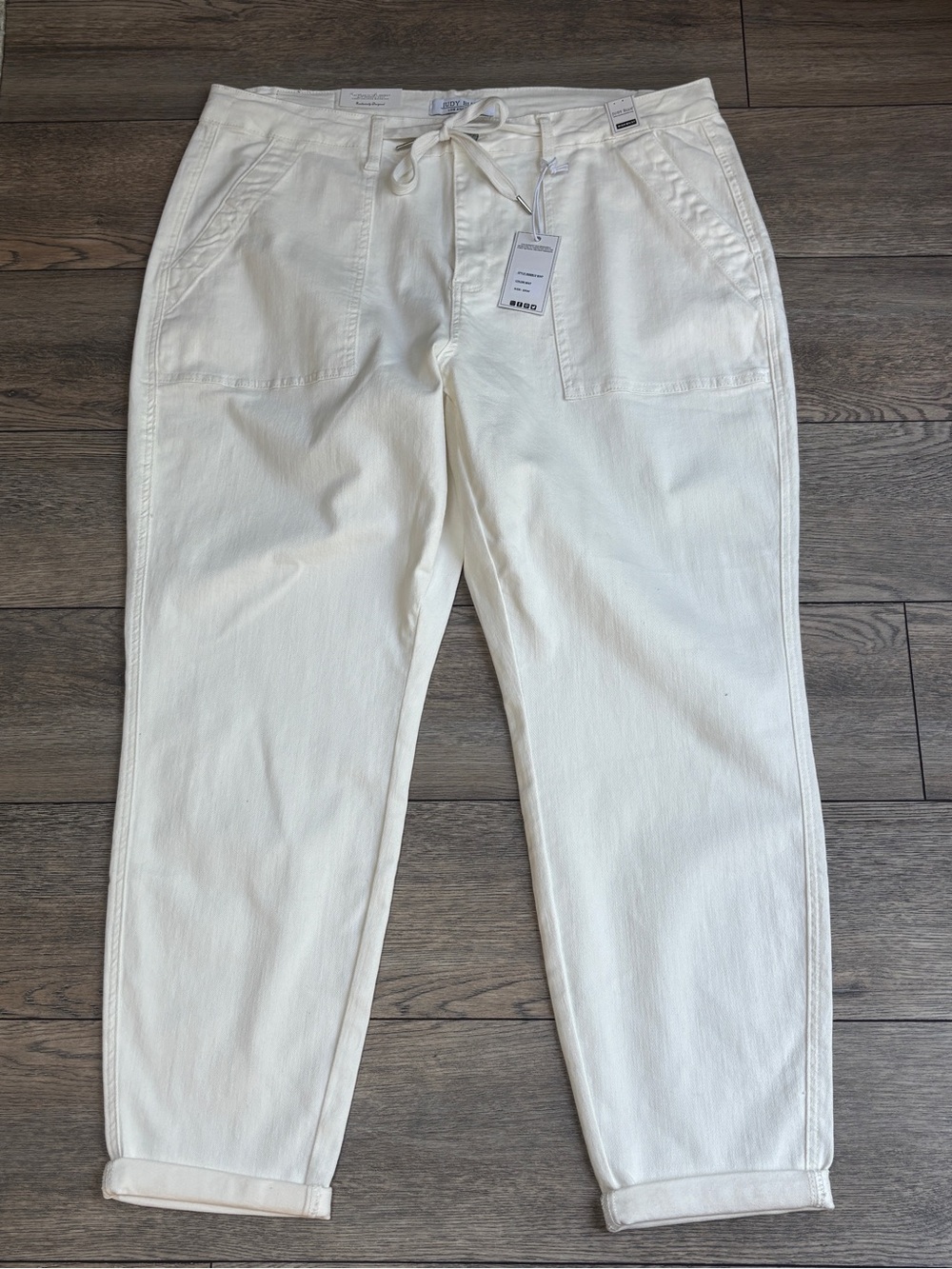NWT Judy Blue High Rise Drawstring Jogger Jeans White Ecru Sz 20W